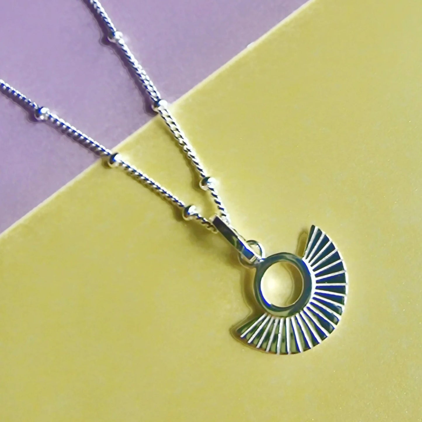Nicaragua Silver Art Deco Fan Necklace