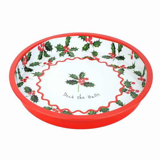Holly Christmas Tin Tray - 30cm