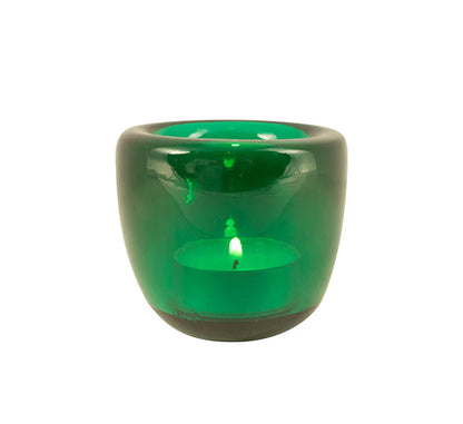 Glass Handmade Tealight Holder Peacock Green