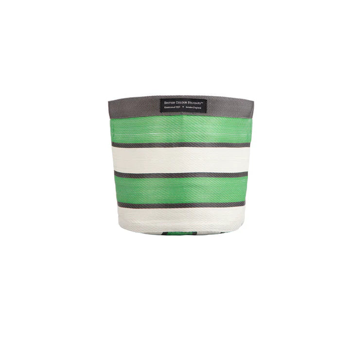 Eco Woven Plant Pot Cover/Storage Basket in Grass Green, Indigo & Pearl (Medium 19cm)