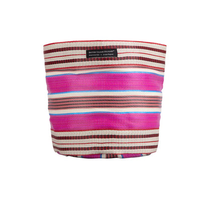 Eco Woven Plant Pot Cover/Storage Basket in Neyron Pink, Pompadour & Pearl (Large 25cm)