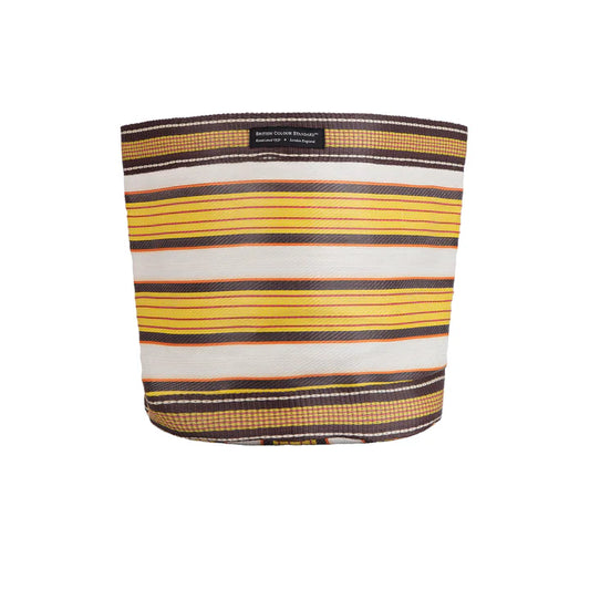 Eco Woven Plant Pot Cover/Storage Basket in Tuscan Yellow, Pearl & Rose Beige (Large 25cm)