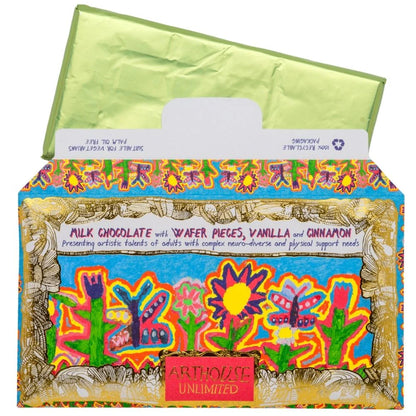 Arthouse Most Beautiful Garden - Milk Chocolate Bar with Wafer Pieces, Vanilla & Cinnamon