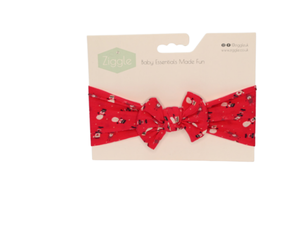 Ziggle Red Snowman Turban Bow Headband