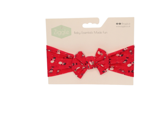 Ziggle Red Snowman Turban Bow Headband