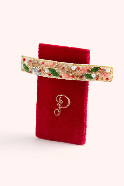 Powder Holly Berry Single Hair Barette