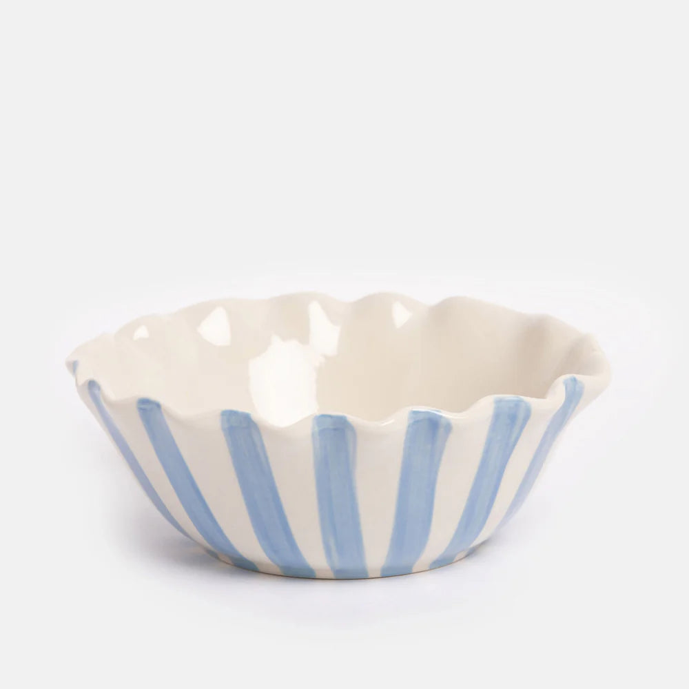 CG Bowl Blue Stripe Lemon Scalloped