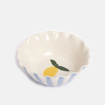 CG Bowl Blue Stripe Lemon Scalloped