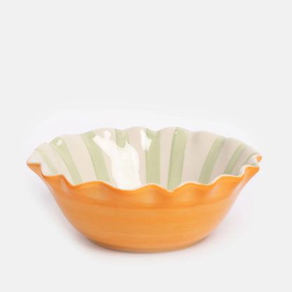 CG Bowl Orange Scallop Edge Heart