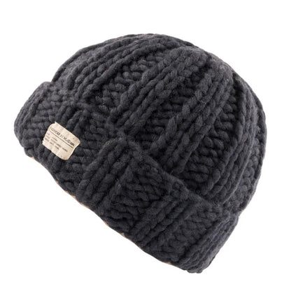 KuSan Beanie Turn Up Thick Yarn (Navy)
