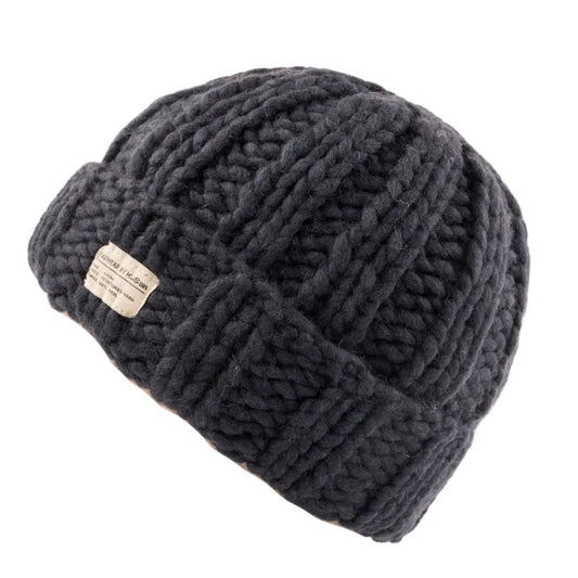 KuSan Beanie Turn Up Thick Yarn (Navy)