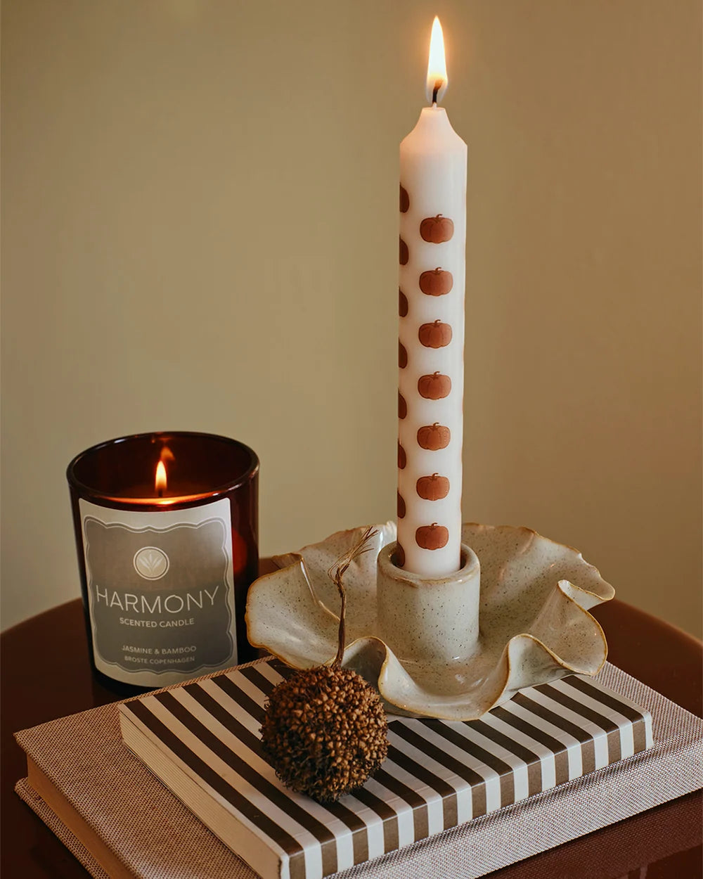 2pk Pumpkin Taper Candles