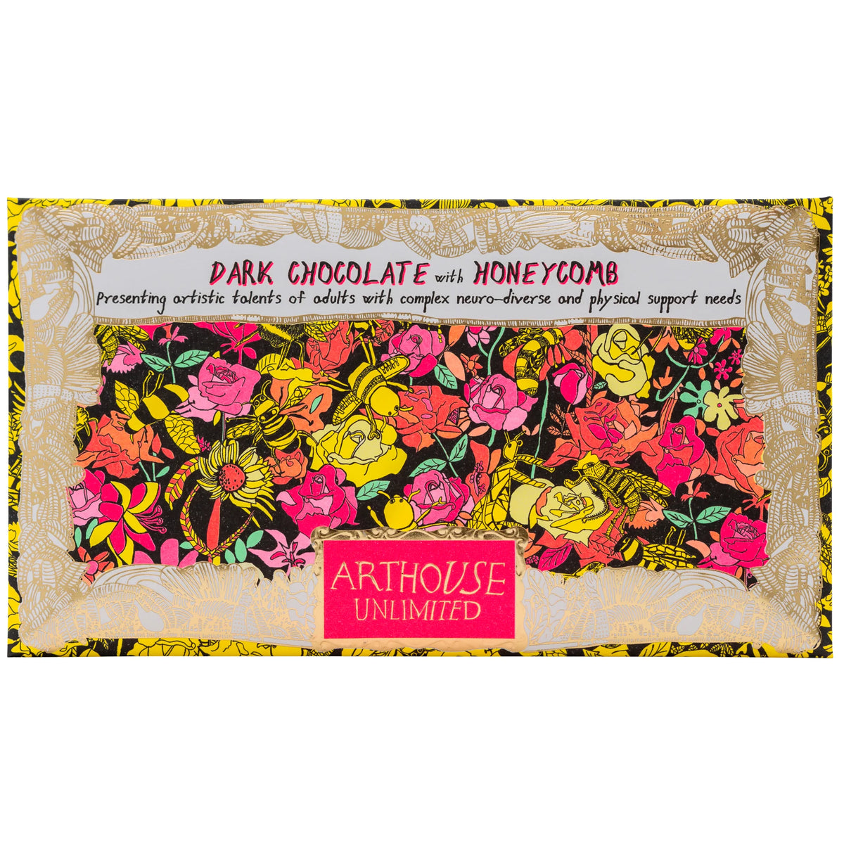 Arthouse Bee Free - Dark Chocolate Bar with Honeycomb (Vegan)