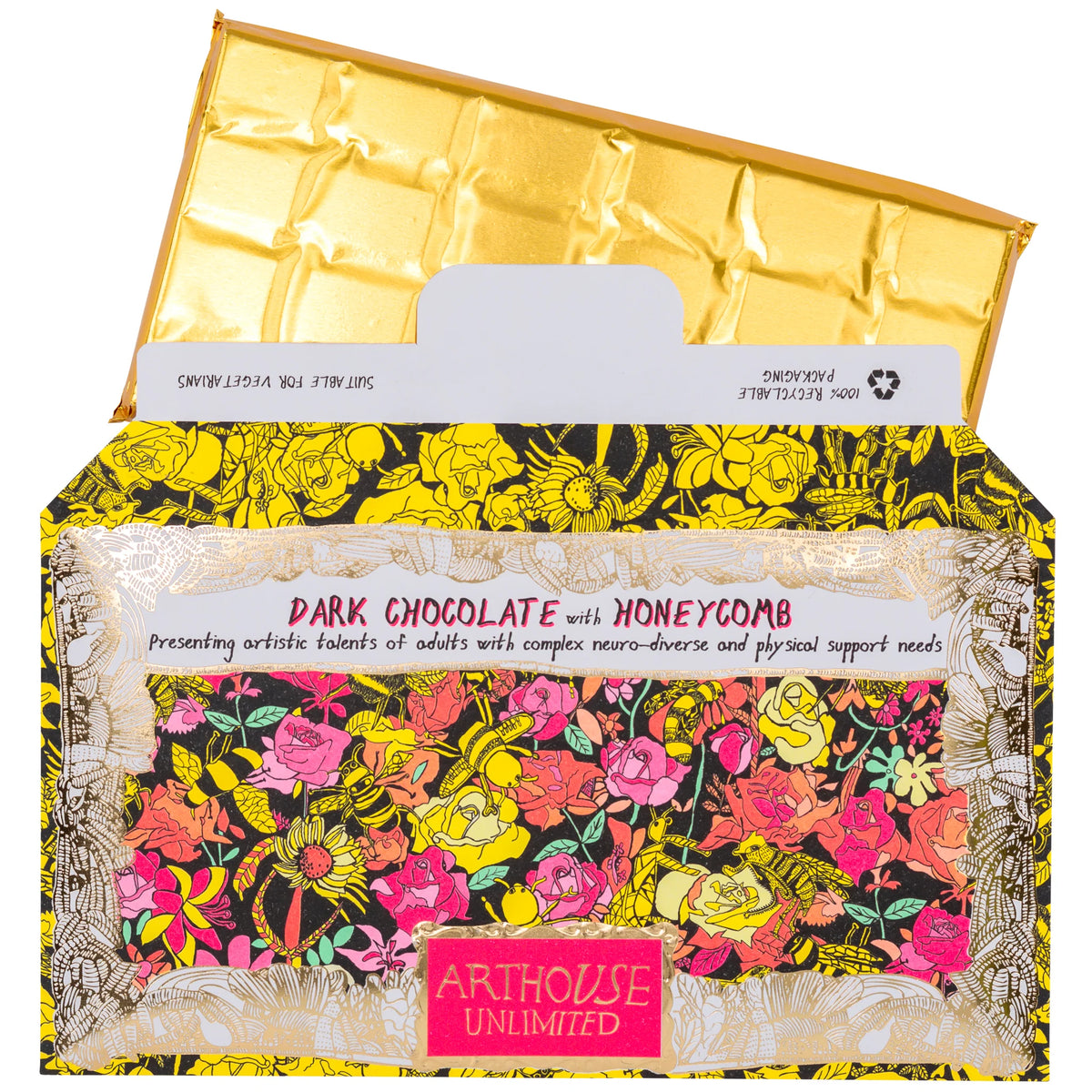 Arthouse Bee Free - Dark Chocolate Bar with Honeycomb (Vegan)