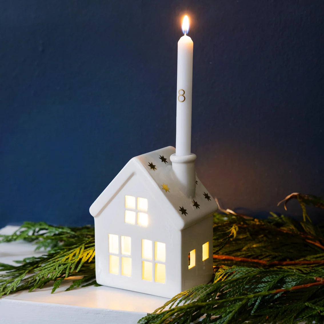 Advent Candle Ceramic House Set
