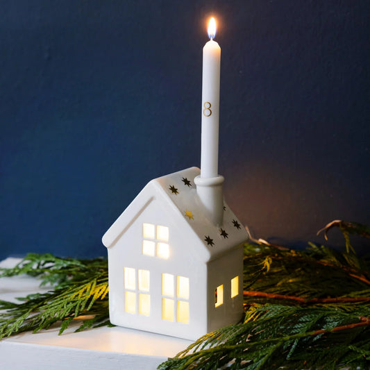 Advent Candle Ceramic House Set