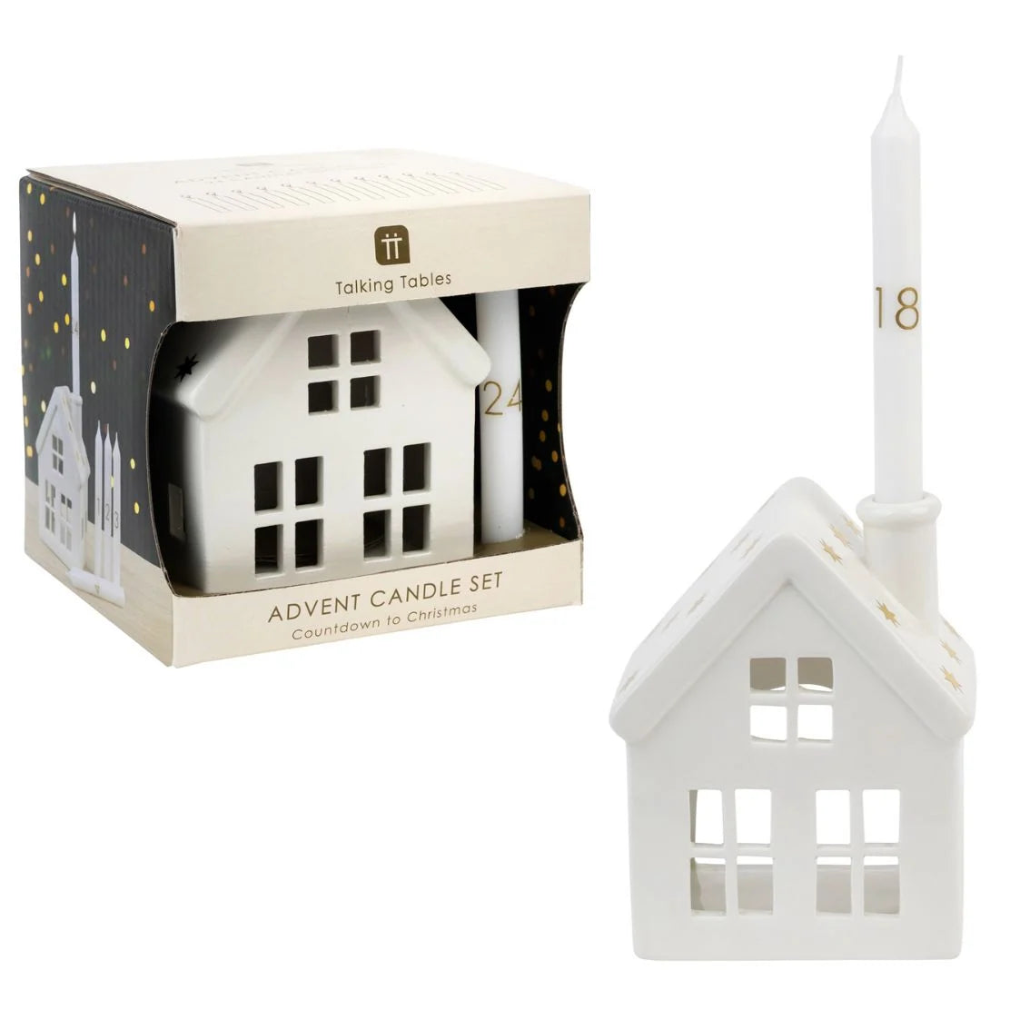 Advent Candle Ceramic House Set