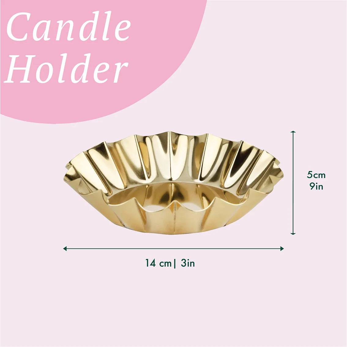 Scalloped Gold Metal Pillar Candle Holder