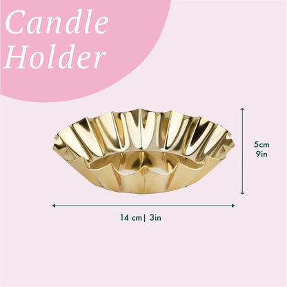 Scalloped Gold Metal Pillar Candle Holder