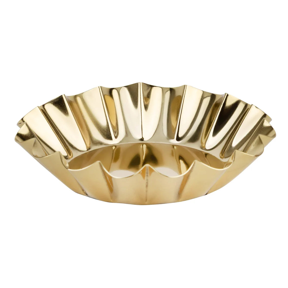 Scalloped Gold Metal Pillar Candle Holder