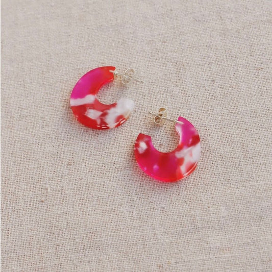 Wolf & Moon Cassia Recycled Hoop Earrings (Raspberry Crush)