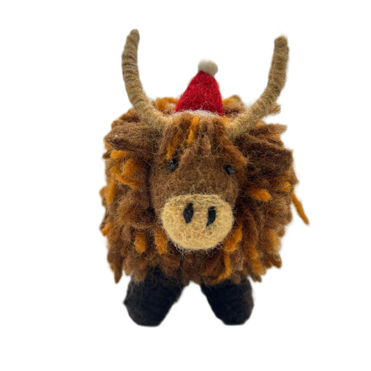 Felt Hanging Decoration - Christmas Highland Cow