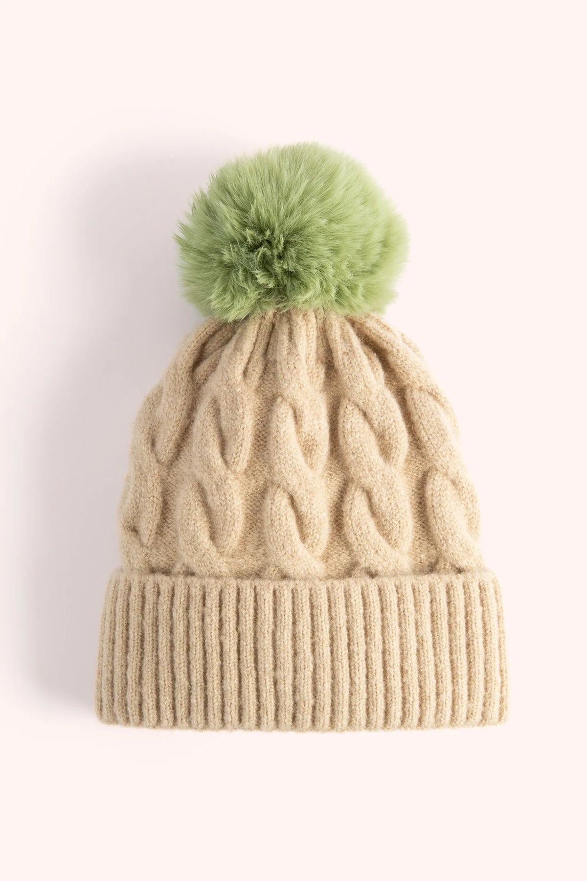 Elise Bobble Hat (Cream/Green)