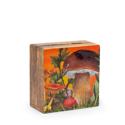 Small Wooden Box - Mushroom Orange