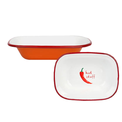 Orange "Hot Stuff" Chilli Enamel Dish - 20cm