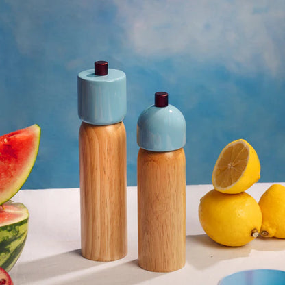 Maegen Large Salt/Pepper Grinder Sky Blue & Burgundy