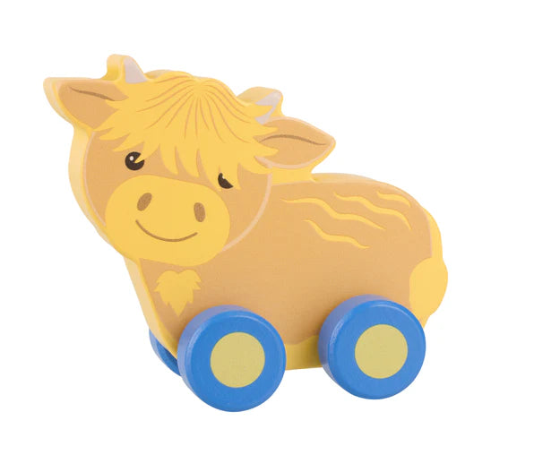 First Push Toy Wooden Highland Cow