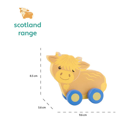 First Push Toy Wooden Highland Cow