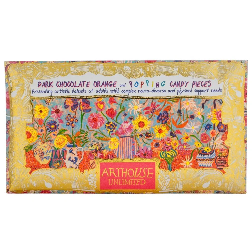 Arthouse Floral Bright - Dark Chocolate Bar with Orange & Popping Candy Pieces