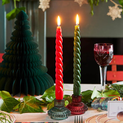 Geometric Small Burgundy Red Glass Candle Holder