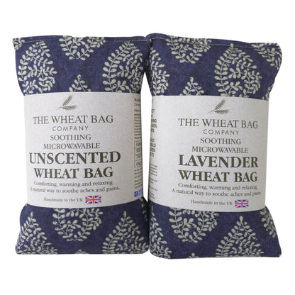 Fern Navy Linen/Cotton Microwavable Wheat Bag - Lavender