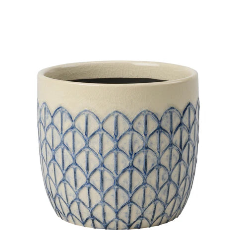 Collectors Pot 13cm Creme Geo