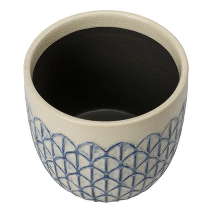 Collectors Pot 13cm Creme Geo