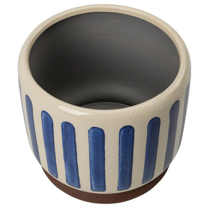 Collector Glazed Pot Blue Stripe 16cm