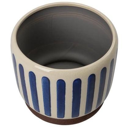 Collector Glazed Pot Blue Stripe 18cm