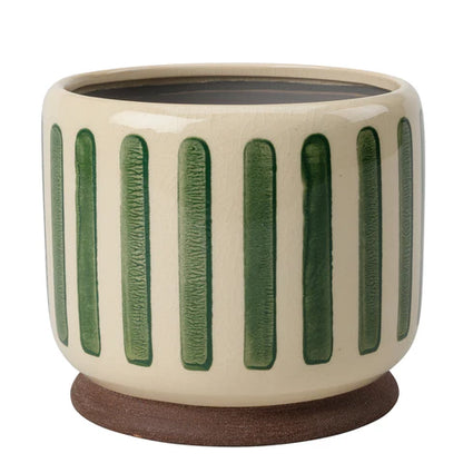 Collector Glazed Pot Green Stripe 16cm