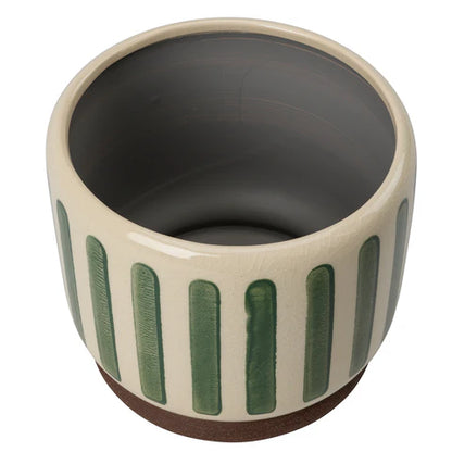 Collector Glazed Pot Green Stripe 16cm