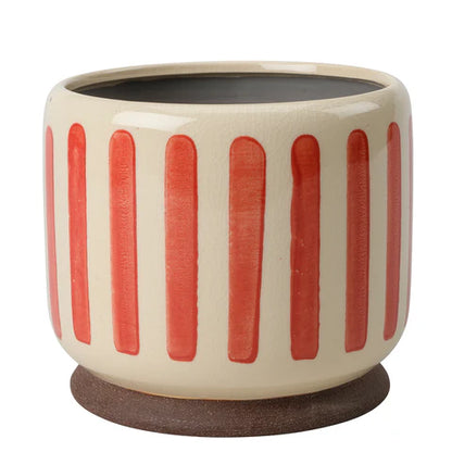Collector Glazed Pot Red Stripe 16cm