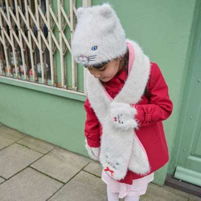 Cute Kitten Fluffy Gloves 7-10 Years