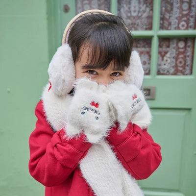Cute Kitten Fluffy Gloves 7-10 Years