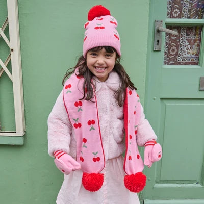 Cheerful Cherry Knitted Hat 3-6 Years