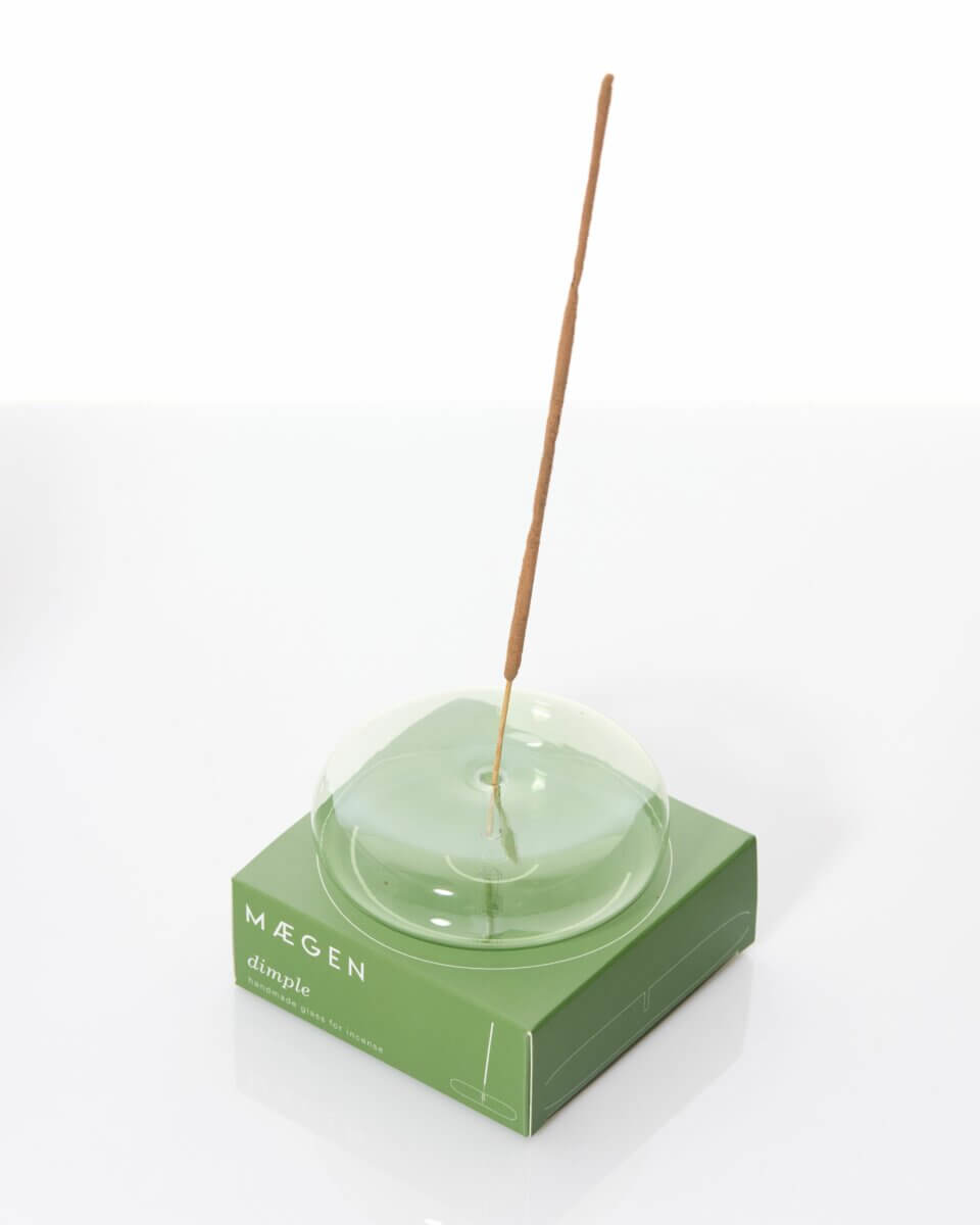 Maegen Dimple Glass Incense Holder (Green)