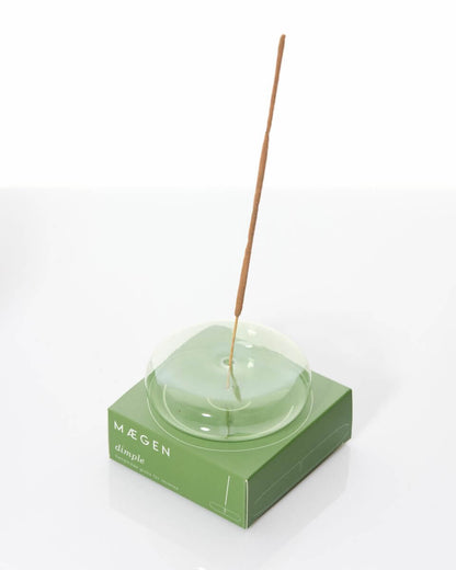 Maegen Dimple Glass Incense Holder (Green)