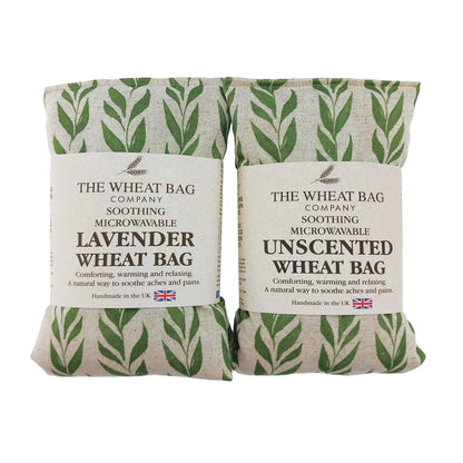 Green Leaf Linen/Cotton Microwaveable Wheat Bag - Unscented