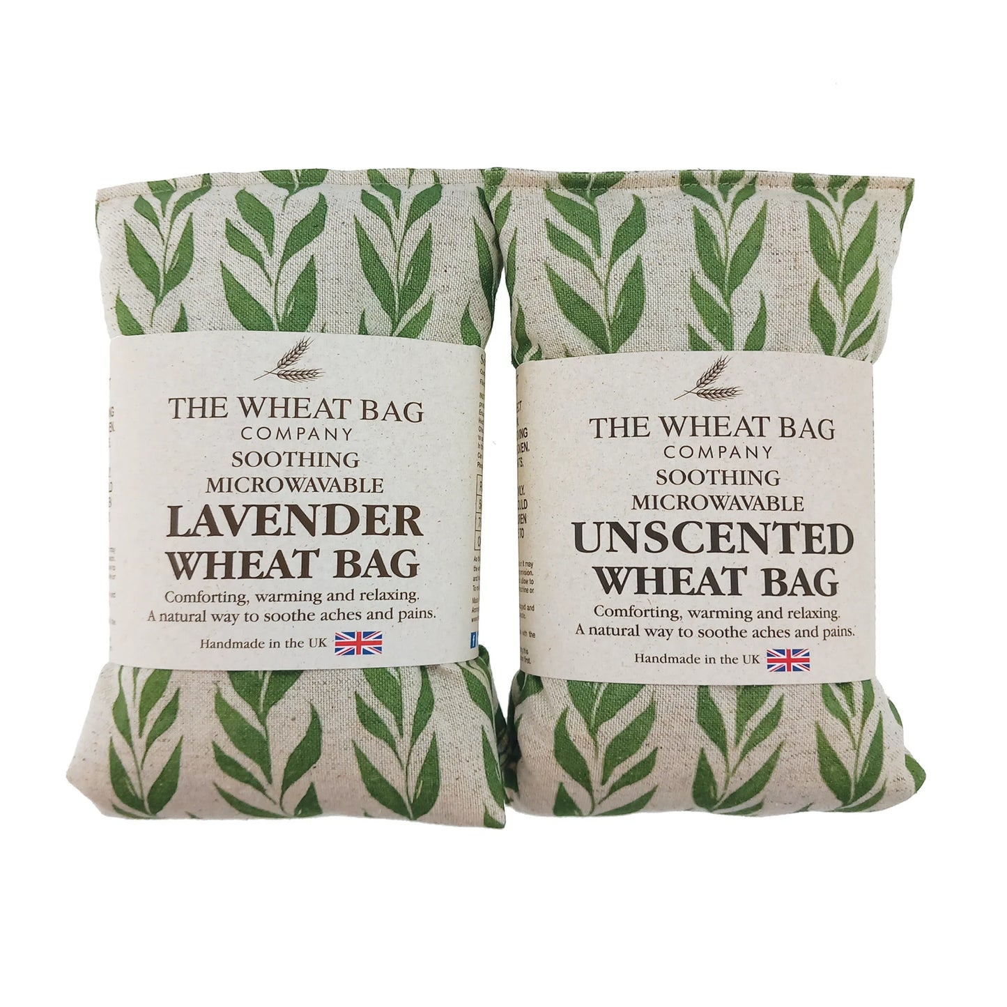 Green Leaf Linen/Cotton Microwavable Wheat Bag - Lavender