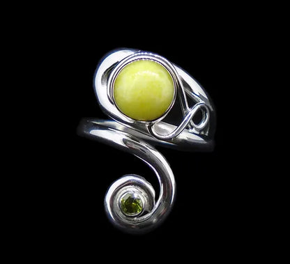 Highland Marble & Peridot Sterling Silver Ring